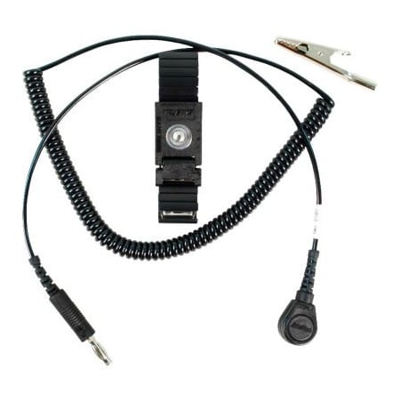 Desco Industries Inc Desco Trustat® ERGOclean Wrist Strap 04548 with 6 Ft Coil Cord - Black 4548
